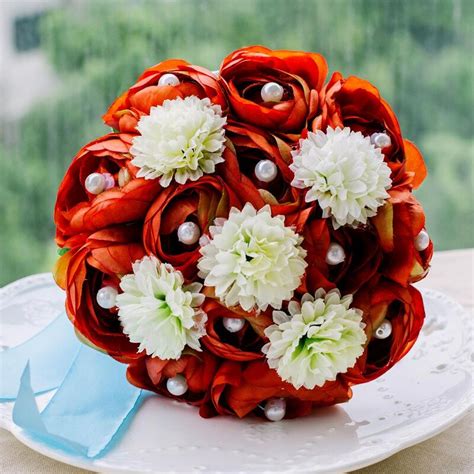 Classic Round Satin/Venetian Pearl/Imitation Pearl Bridal Bouquets - (123040039) - JJ's House