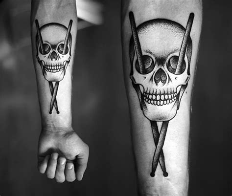 The (Skull) Drumstick Cross | Drum tattoo, Tattoos, Trendy tattoos