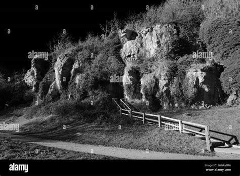 View of the Pin Hole Ice Age Cave at Creswell Crags Prehistoric Gorge ...