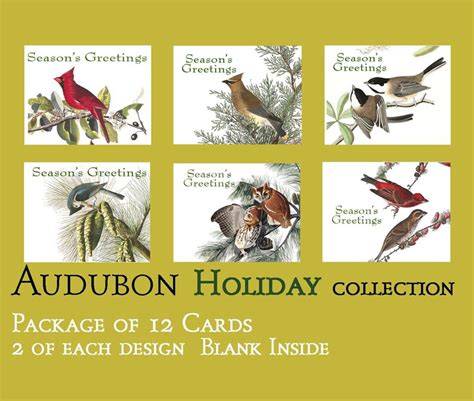 Audubon Holiday Card Set A2 12 Cards two each of 6 styles w/ | Etsy