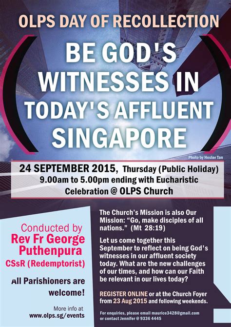 OLPS Day of Recollection: "Be God's Witnesses in Today's Affluent ...