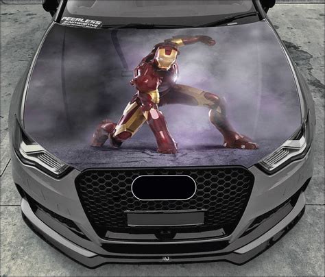 Iron Man Car Hood Wrap Full Color Vinyl Decal Avenger Sticker 2 - Etsy