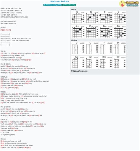 Chord: Rock and Roll Me - Melissa Etheridge - tab, song lyric, sheet ...