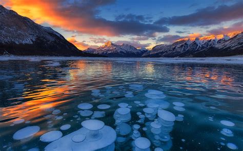 beautiful, Clouds, Lake, Snow, Colorful, Canada, Mountains, Sunrise, Water Wallpapers HD ...