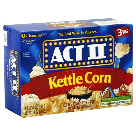 Act II Microwave Popcorn, Kettle Corn - 3 - 3 oz (85 g) bags [9 oz (255 g)]