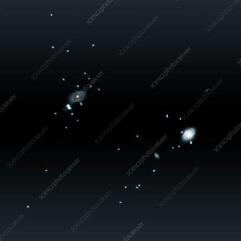 Milky Way's location in the Local Group, illustration - Stock Image ...