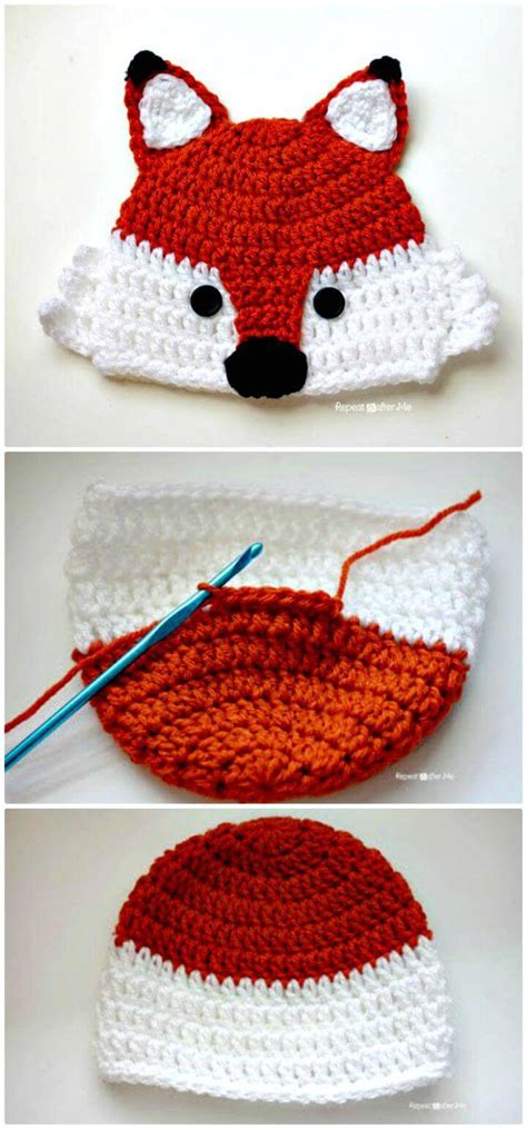 50 Free Crochet Fox Patterns - Crochet Fox Hat - DIY & Crafts