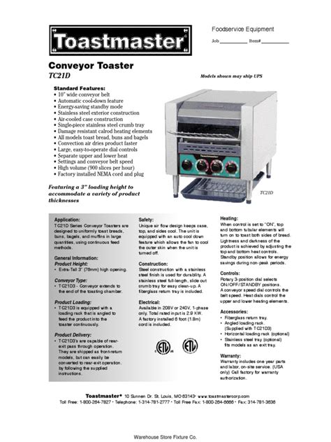 Toastmaster TC-21D Toaster | PDF | Toast | Manufactured Goods