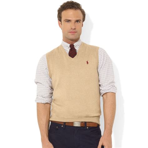 Ralph lauren Vneck Merino Wool Sweater Vest in Natural for Men | Lyst