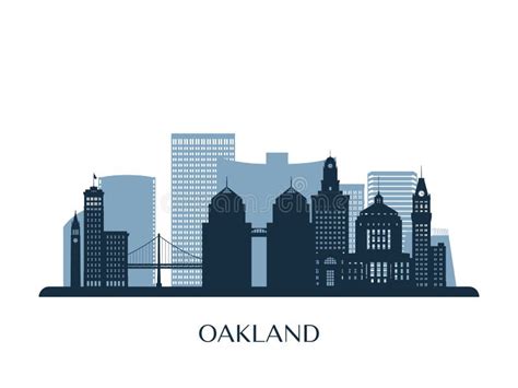 Oakland Skyline, Monochrome Silhouette. Stock Vector - Illustration of ...