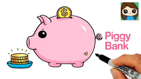 How to Draw a Piggy Bank Easy - YouTube