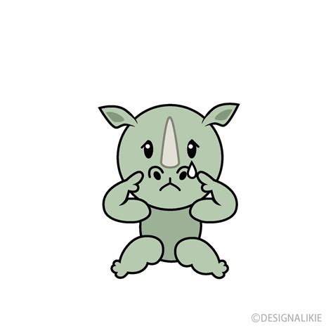 Sad Rhino Cartoon Free PNG Image｜Illustoon