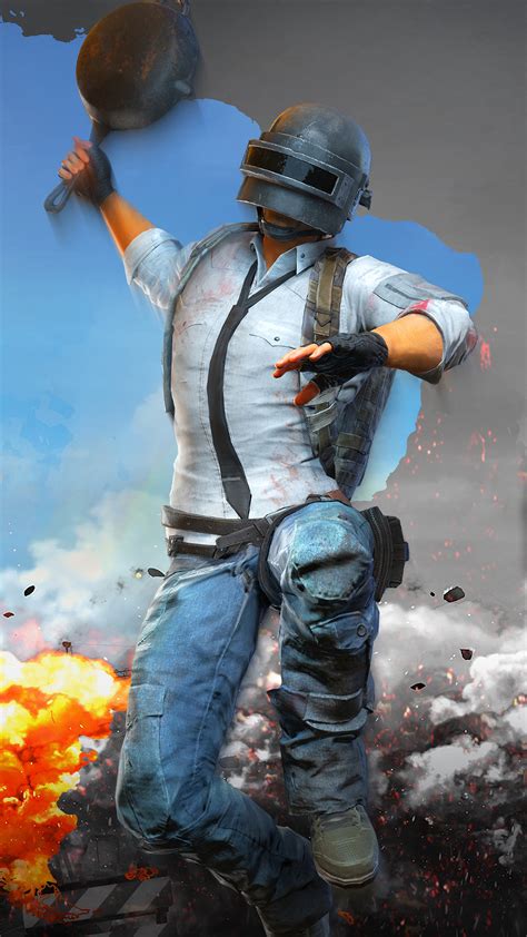 PUBG Helmet Guy Attacking With Pan 4K Ultra HD Mobile Wallpaper