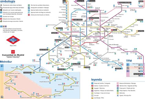 Madrid metro system map - Madrid metro station map (Spain)