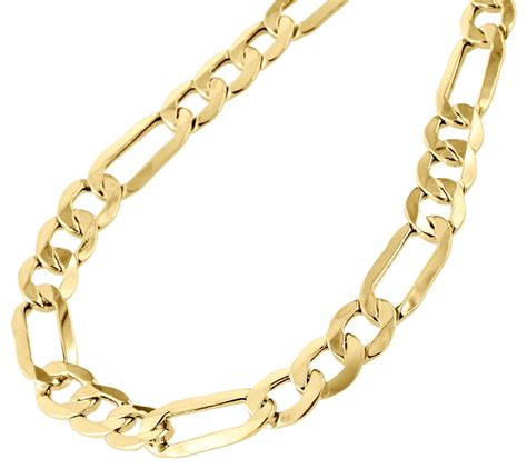 Jewelry For Less - Mens Real 10K Yellow Gold Figaro Chain 10mm Necklace High Polished 24 Inch ...