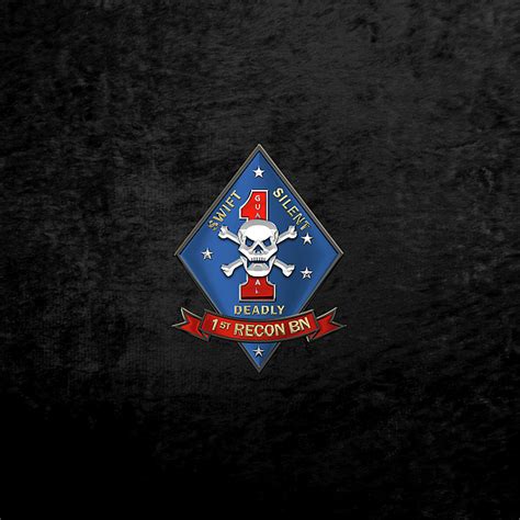 U S M C 1st Reconnaissance Battalion - 1st Recon Bn Insignia Over Black ...