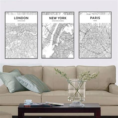 City Wall Map Posters Abstract Minimalist Modern City Map Art Canvas Prints | City map art, Map ...