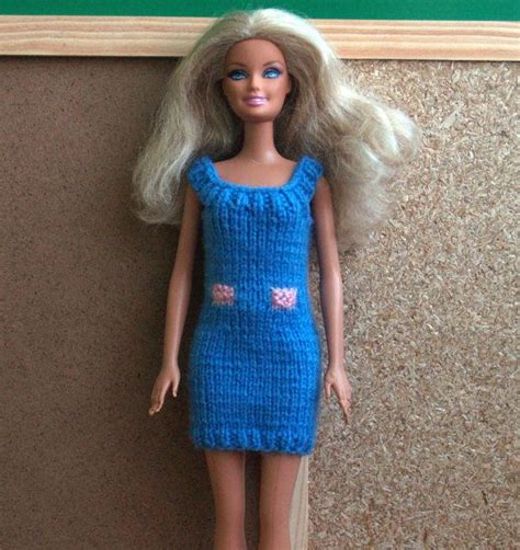 Barbie Clothes Doll knitted blue business dress with pink | Barbie clothes, Knit outfit ...