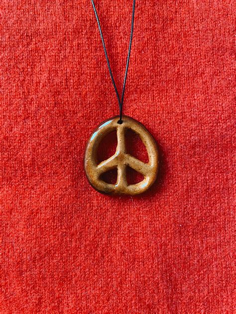 Peace Sign necklace - Carved Avocado Pit