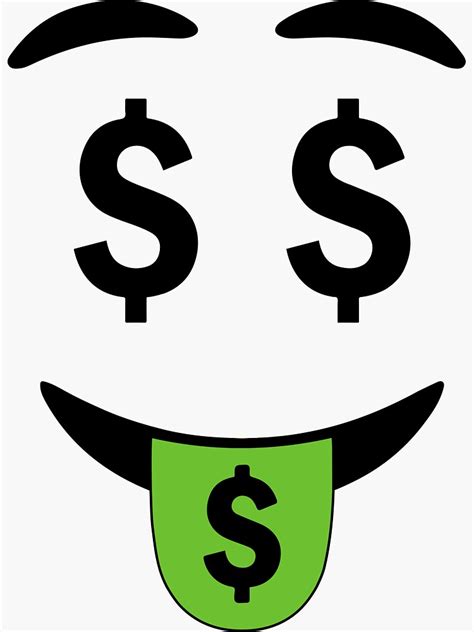 "Dollar Eyes Smiley Face Emoji" Sticker by peaktee | Redbubble