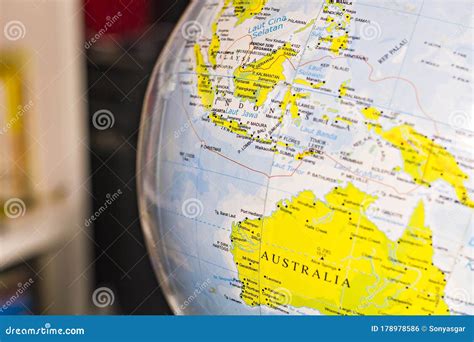 Indonesian and Australian Map on the World Globe Stock Photo - Image of ...