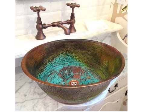 Antique Style Green Rustic Farm House Copper Sink