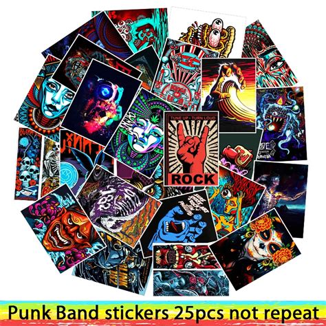 25pcs Punk Rock Band Style stickers For Luggage Laptop DIY Poster ...