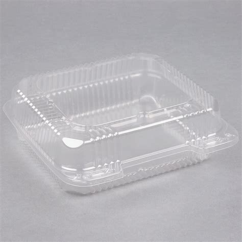 Durable Packaging PXT-880 8" x 8" x 3" Clear Hinged Lid Plastic Container - 125/Pack