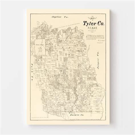 Vintage Map of Tyler County, Texas 1879 by Ted's Vintage Art