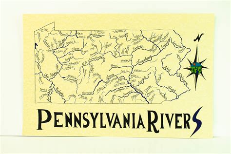 Pennsylvania Rivers Map - Etsy