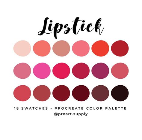 LIPSTICK PROCREATE Color Palette Hex Codes Pink Red - Etsy Canada | Lip color palette, Color ...