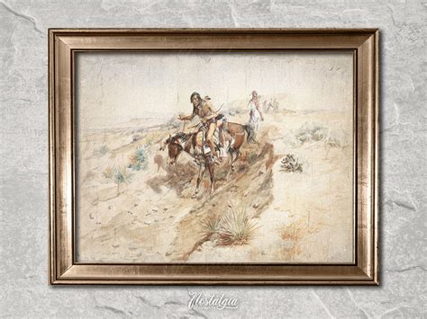 Native Americans Print Western Painting Vintage Wall Art Rustic Decor ...