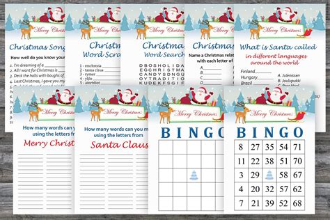 Christmas party games bundle,Happy Santa Printable christmas game By ...