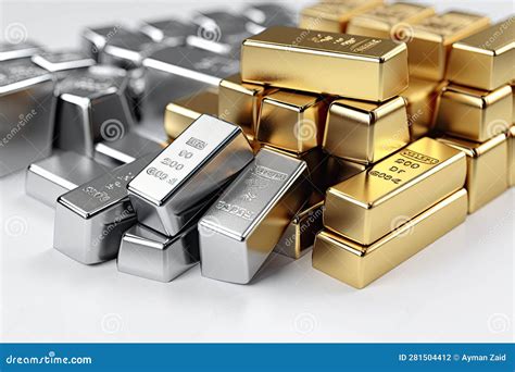 A Pile of Gold and Silver Bars of Different Stock Illustration ...