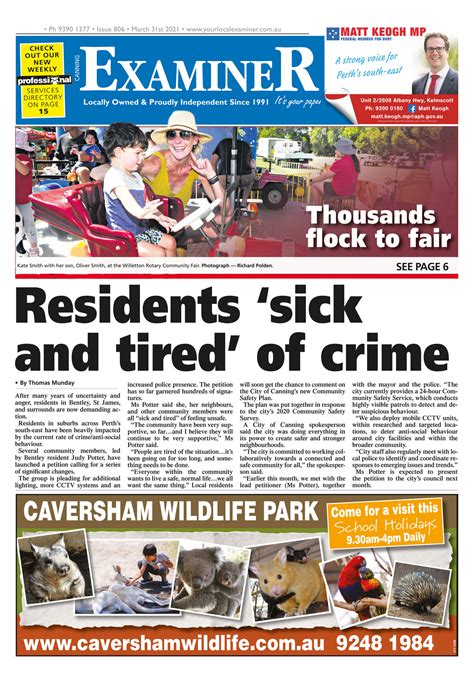 Examiner Newspapers - Canning Examiner Newspaper 31st March 2021 - Page 1