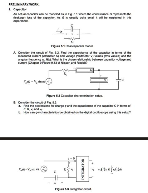 SOLVED: PRELIMINARY WORK: Capacitor An actual capacitor can be modeled ...