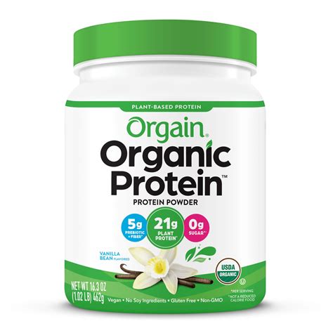 Orgain Organic Plant Based Protein Powder, Vanilla Bean Flavor