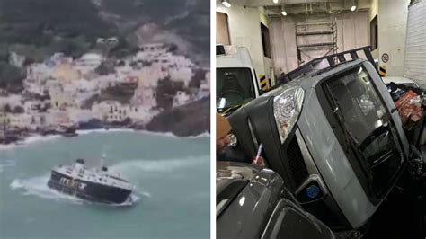 Eight-meter waves hit Italy ferry: ship with 120 people almost capsizes - cars destroyed - The ...