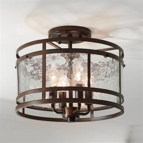 Franklin Iron Works Elwood Finish Rustic Industrial Ceiling Light Semi-Flush Mount Fixture Oil ...