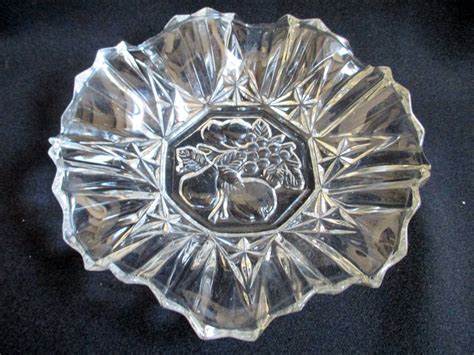 Pressed Glass Handkerchief Edge Bowl Brilliant Glass Candy Dish Serving ...