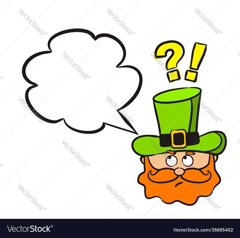 Pensive leprechaun emoji with speech bubble Vector Image