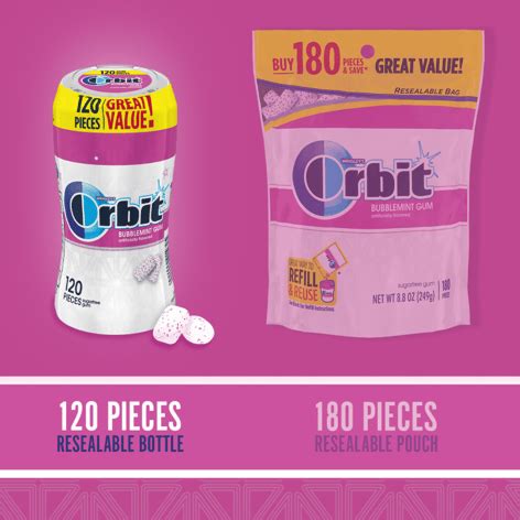 ORBIT White Bubblemint Sugarfree Gum, 120-Piece Bottle | Orbit Gum