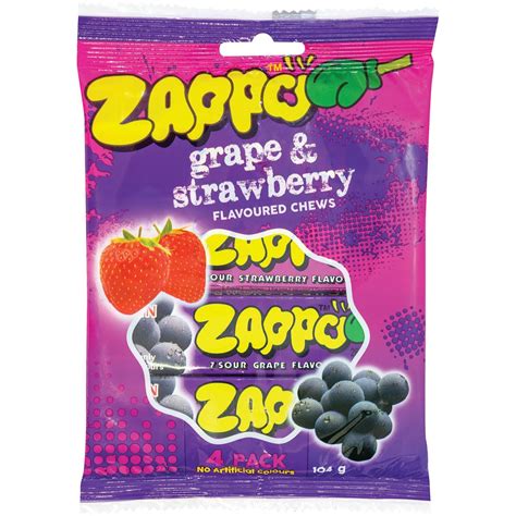 Zappo Grape & Strawberry Flavoured Chews 4 Pack | Woolworths