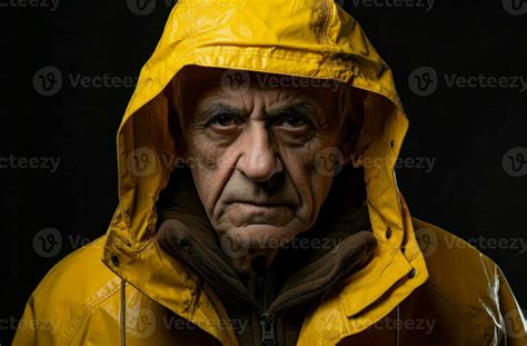 AI generated Elderly Old man yellow jacket. Generate Ai 36167467 Stock ...