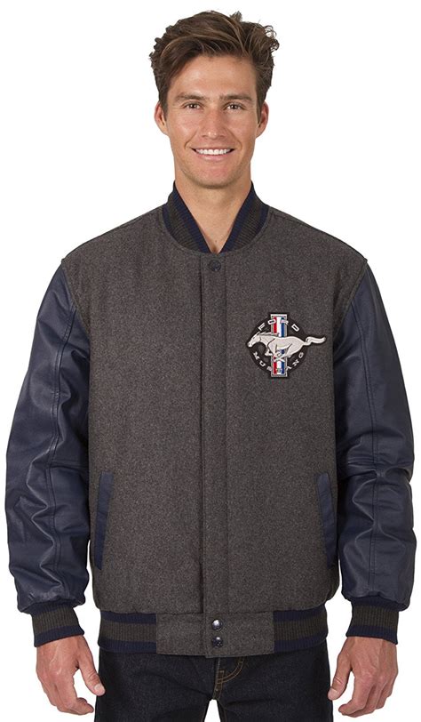 JH Design - Mens Ford Mustang Wool & Leather Reversible Jacket with Embroidered Emblem - Walmart ...