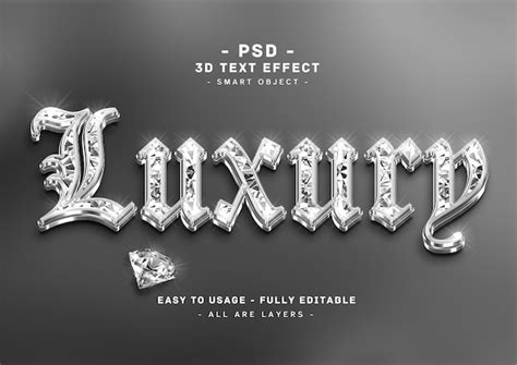 Luxury 3d silver diamond text style effect | Premium AI-generated PSD