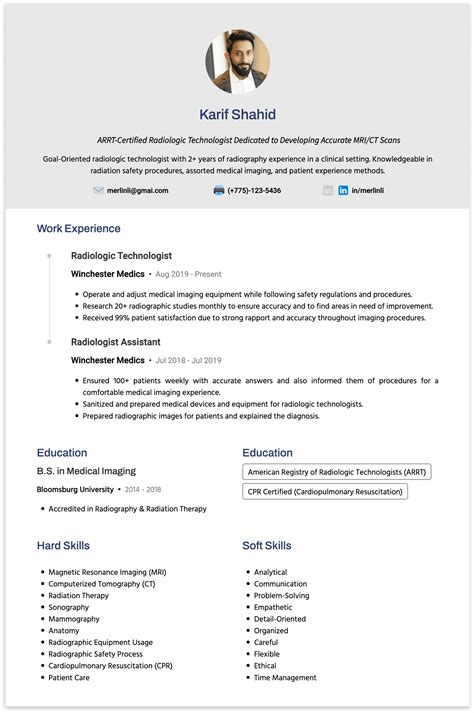 Radiologic Technologist Resume: Examples & Tips | CakeResume