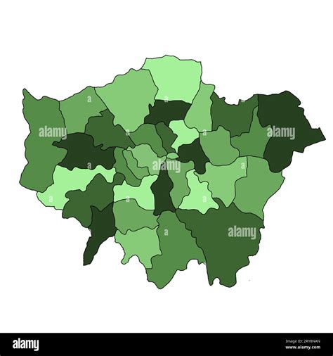 green map of Greater London is a region of England, with borders of the ceremonial counties or ...