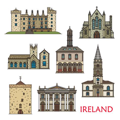 Ireland travel landmark architecture, church abbey 23591445 Vector Art ...