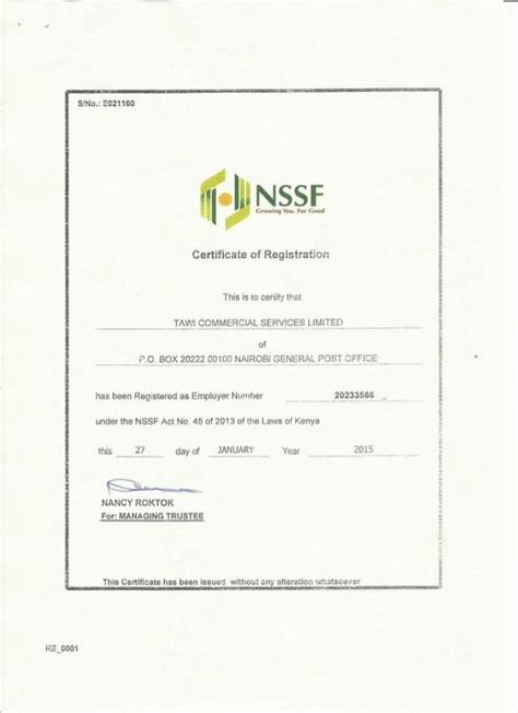 Tawi NSSF Registration